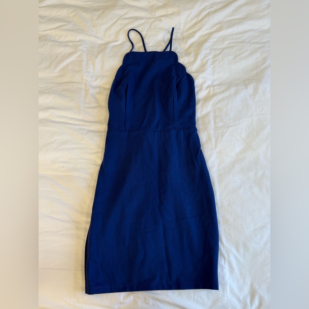 Lush Open Back Blue Dress